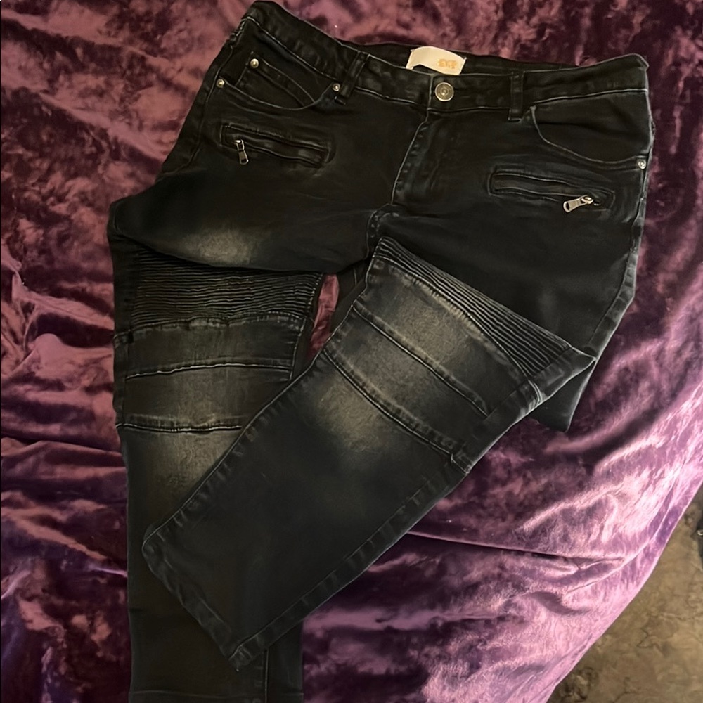 12X12 Black Moto Jeans sz 13